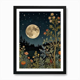 Moonlight In The Garden Style William Morris 1 Art Print 2 Art Print