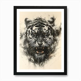 Badass Angry Tiger Ink Painting 14 Art Print