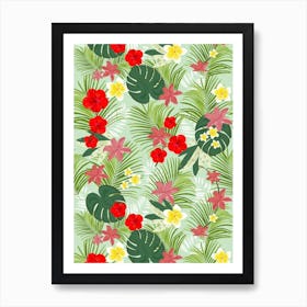 Palm Leaves Hibiscus Art Print