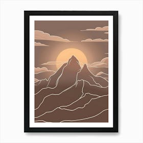 Mountain Range At Sunset 1 Art Print