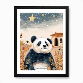 Giant Panda Looking At A Starry Sky Poster 2 Art Print