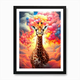 Giraffe With Balloons 3 Art Print