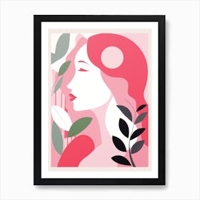 Boho Minimalist Botanical Illustration Pink Lady Art Print