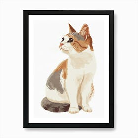 American Bobtail Cat Clipart Illustration 7 Art Print