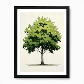 Maple Tree Pixel Illustration 2 Art Print
