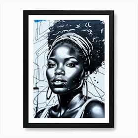 Graffiti Mural Of Beautiful Black Woman 246 Art Print