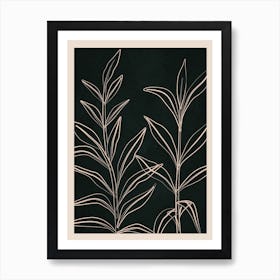 Minimalist Black & White Leaves 1 Art Print