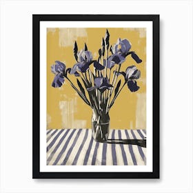 Iris Flowers On A Table   Contemporary Illustration 3 Art Print