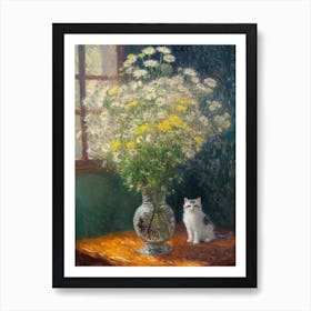 Queen Anne’S Lace With A Cat 3 Art Print
