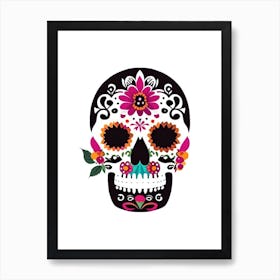 Sugar Skull Day Of The Dead Inspired Skull 1 Mexican Art Print