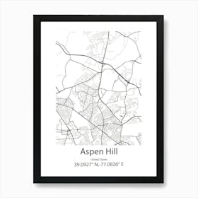 Aspen Hill,United States Minimalist Map Art Print