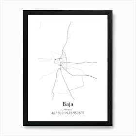 Baja,Hungary Minimalist Map Art Print