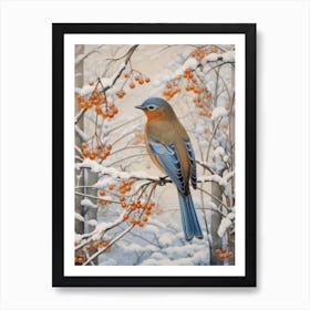 Winter Bird Painting Eastern Bluebird 2 Art Print