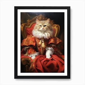 Cat In Red Medieval Clothing 4 Art Print