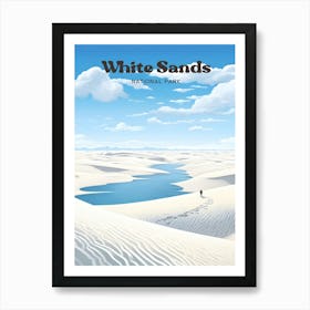 White Sands National Park New Mexico Dunes Modern Travel Art Art Print