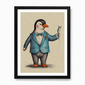 Penguin In A Suit 3 Art Print