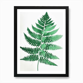 Green Ink Painting Of A Cinnamon Fern 2 Art Print