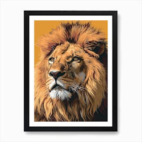 African Lion Portrait Close Up Illustration 2 Art Print