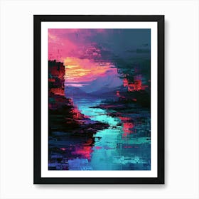 Abstract - Sunset | Pixel Art Series Art Print