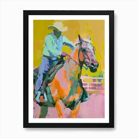 Pink And Yellow Cowboy Painting 3 Art Print