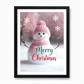 Snowy Smiles and Christmas Cheer: Merry Christmas Snowman Art Print