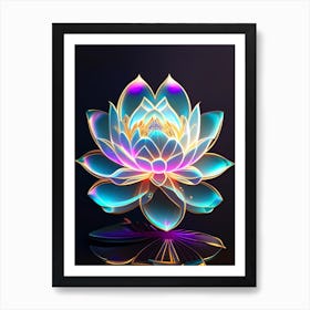 Lotus Flower, Buddhist Symbol Holographic 1 Art Print