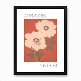 Anemones In Bloom Flowers Bold Illustration 1 Art Print