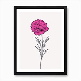 Carnation Floral Minimal Line Drawing 4 Flower Art Print