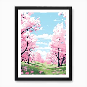 Blossoming Cherry Trees - Landscape Art Print