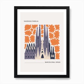 Sagrada Familia, Barcelona, Spain, Warm Colours Illustration Travel Poster 2 Art Print