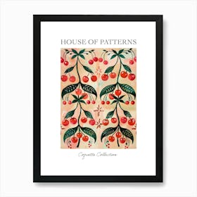 Folk Cherries And Bows 2 Pattern Poster Art Print