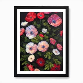 Anemone Still Life Oil Painting Flower Art Print