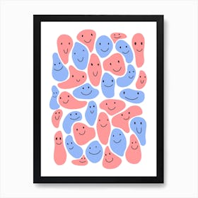 Happy Smile Face Squiggly Art Print