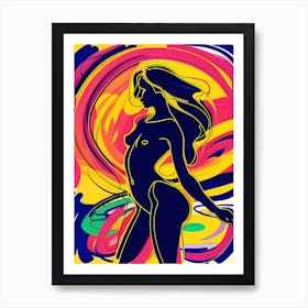 Vibrant Abstract Nude Woman Art Print