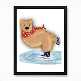 Skating Bear,iceskating,funny,cute bear,kids,nursery,bear print Art Print