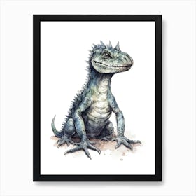 Suchomimus Tenerensis Cute Dinosaur Watercolour 2 Art Print