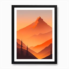 Misty Mountains Vertical Composition In Orange Tone 200 Art Print