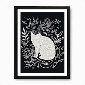 Siamese Cat Minimalist Illustration 3 Art Print