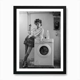 Woman With A Washing Machine Art Print