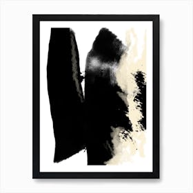 Black And Neutral Abstract Painting Art Print