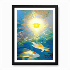 Doitsu Kohaku Koi Fish Monet Style Classic Painting Art Print