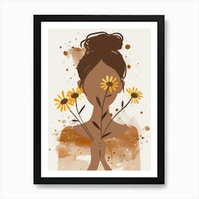 Portrait Of A Woman With Flowers 14 Art Print