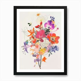 Fuchsia 2 Collage Flower Bouquet Art Print