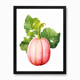 Pink Banana Pumpkin Watercolour Illustration 4 Art Print