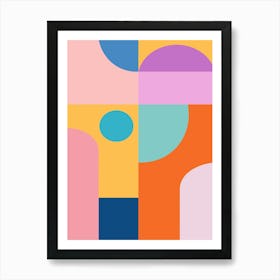 Playful Colorful Cute Aesthetic Geometric Color Block Shapes Art Print