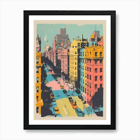 Upper West Side New York Colourful Silkscreen Illustration 1 Art Print