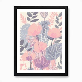 Pastel Floral Wallpaper Art Print