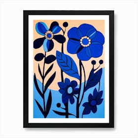 Blue Flower Illustration Black Eyed Susan 1 Art Print