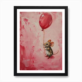 Cute Mouse 1 With Balloon Art Print