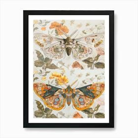 Textile Butterflies William Morris Style 2 Art Print